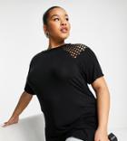 Yours Mesh Sleeve T-shirt In Black