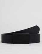 Asos Design Smart Faux Leather Slim Belt In Black With Black Plate Buckle - Black