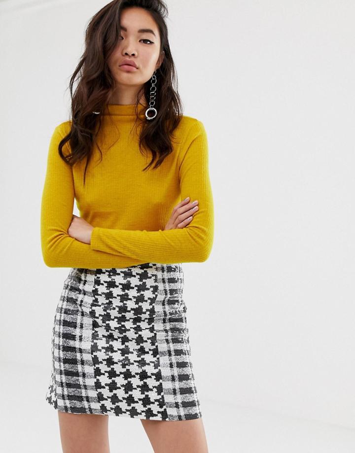 River Island High Neck Top In Yellow