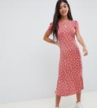 Asos Design Petite City Maxi Tea Dress In Polka Dot - Multi