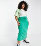 Collusion Plus Midi Skirt With Drawstring Waist In Green