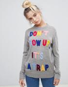 Love Moschino Don't Grow Up Virgin Wool Sweater - Gray