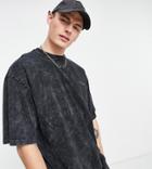 Collusion Oversized T-shirt In Charcoal Acid Wash-grey