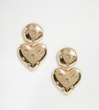 New Look Dimpled Vintage Heart Earrings In Gold