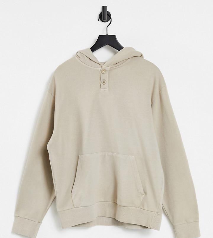 Collusion Unisex Oversized Hoodie With Placket Detail In Stone-white