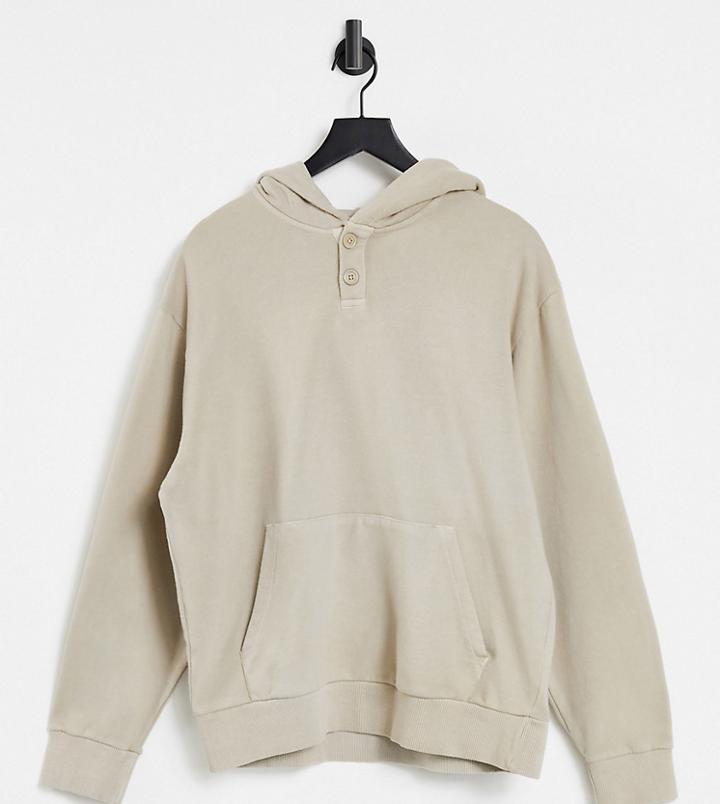 Collusion Unisex Oversized Hoodie With Placket Detail In Stone-white