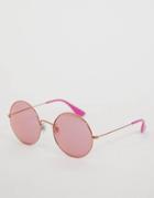 Ray Ban Round Sunglasses In Pink - Pink