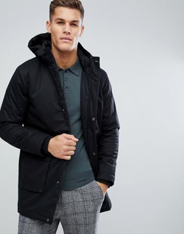 Process Black Padded Hooded Parka Jacket - Black