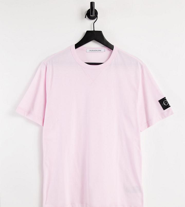 Calvin Klein Jeans Asos Exclusive Monogram Badge T-shirt In Pink