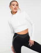 Hiit Crop Top With 1/4 Zip In White