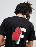 Fairplay T-shirt With Roses Back Print In Black - Black