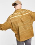 Asos Unrvlld Spply Heavyweight Long Sleeve T-shirt In Stone Oil Wash-neutral