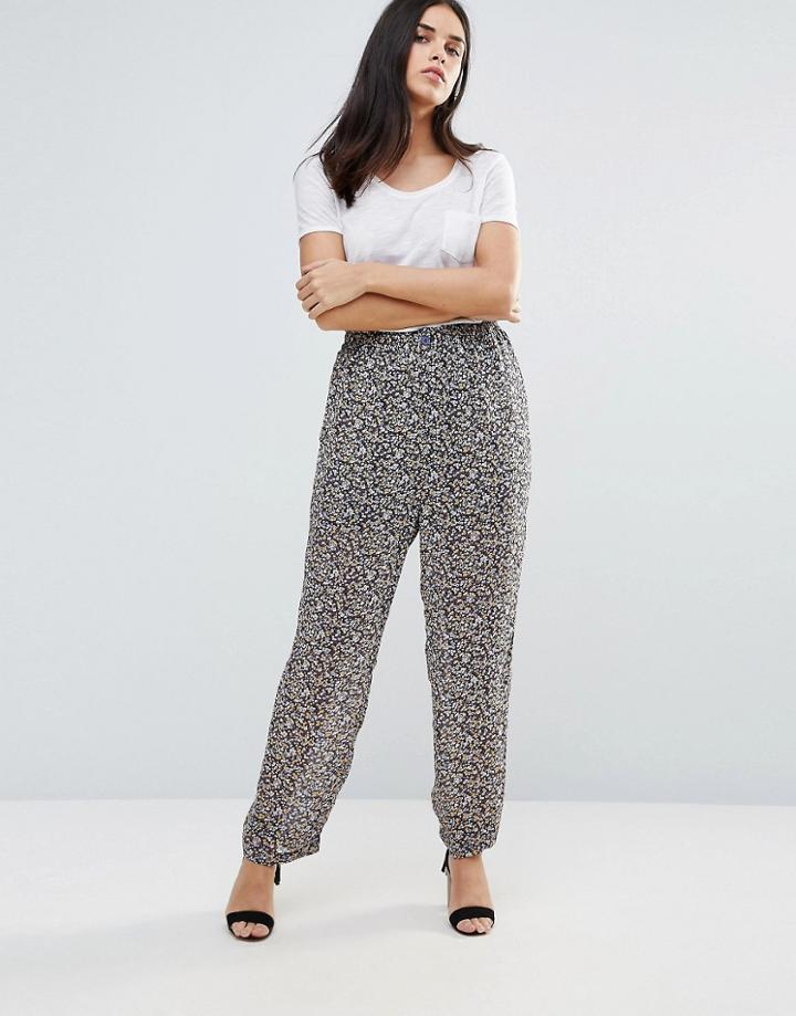 Ganni Allen Georgette Rose Print Pants - Multi