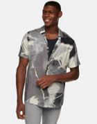 Topman Concrete Print Slim Shirt In Gray-grey