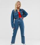 Collusion X005 Straight Leg Jeans In Mid Wash Blue - Blue
