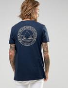Asos Longline T-shirt With Ocean Circle Chest And Back Print In Navy - Navy