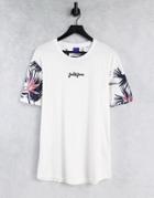 Jack & Jones Originals Raglan T-shirt With Floral Sleeve In White