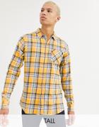 Soul Star Tall Fitted Check Shirt With Pocket-yellow
