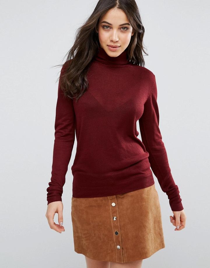 Vila Turtleneck Sweater - Red