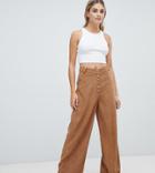 Missguided Wide Leg Cord Pants In Camel - Brown