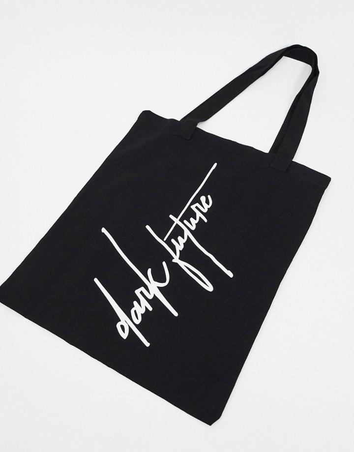 Asos Dark Future Heavyweight Tote Bag In Black