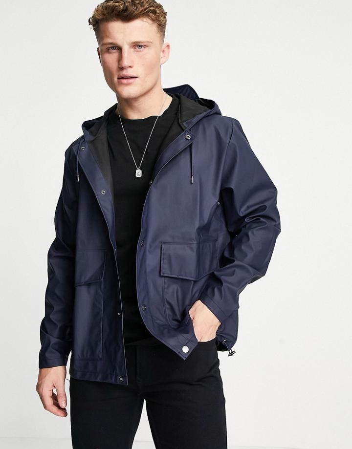 Rains Short Hooded Jacket In Blue-blues