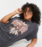Daisy Street Plus Relaxed T-shirt With Grunge Graphic-gray