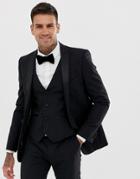 Harry Brown Slim Fit 85% Wool Satin Lapel Dinner Suit Jacket-black