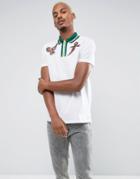 Asos Polo Shirt With Bird Embroidery And Metallic Tipped Collar - White
