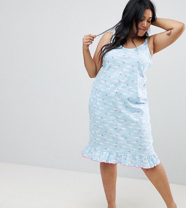 Yours Clothing Cloud Cami Nightdress - Blue