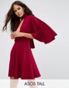 Asos Tall Choker Kimono Plunge Mini Dress - Red