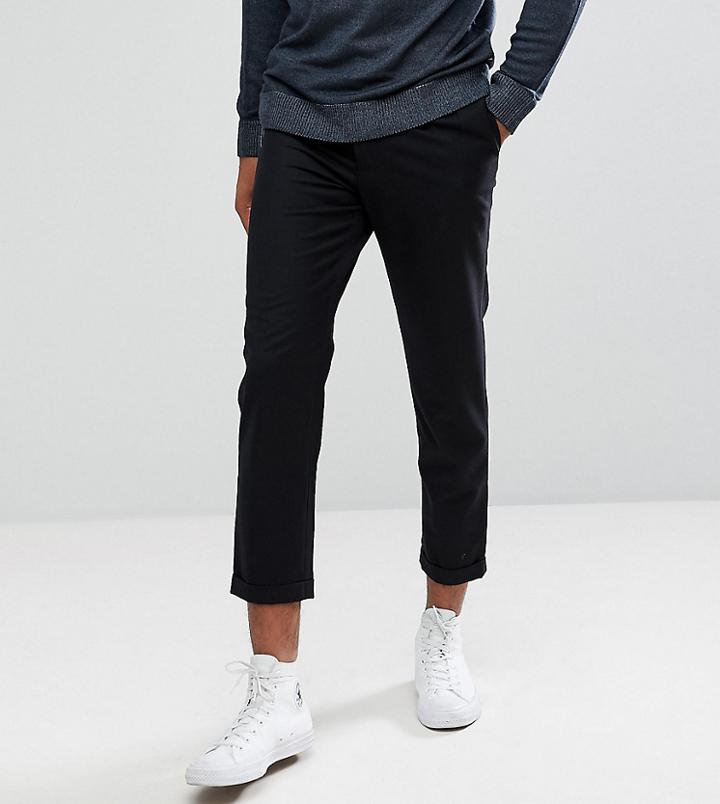 Bellfield Tall Cropped Pants With Pleated Front-black