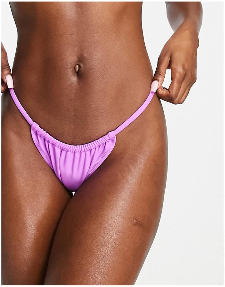 Candypants High Leg String Bikini Bottoms In Lilac-purple