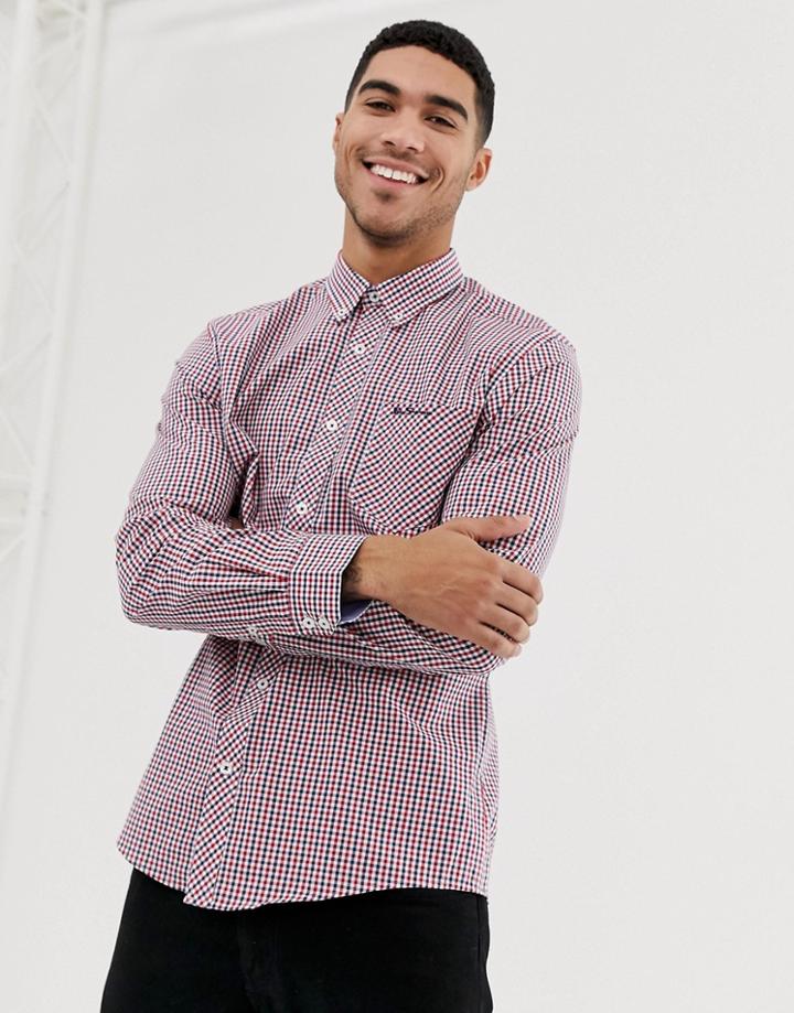 Ben Sherman Gingham Slim Fit Shirt-red