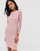 City Goddess V Back Lace Midi Dress-pink