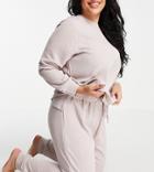 Asos Design Curve Lounge Light Weight Sweatshirt & Sweatpants Set In Gray-grey