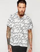 Asos Shirt In Japanese Floral Print With Revere Collar In Regular Fit - Black