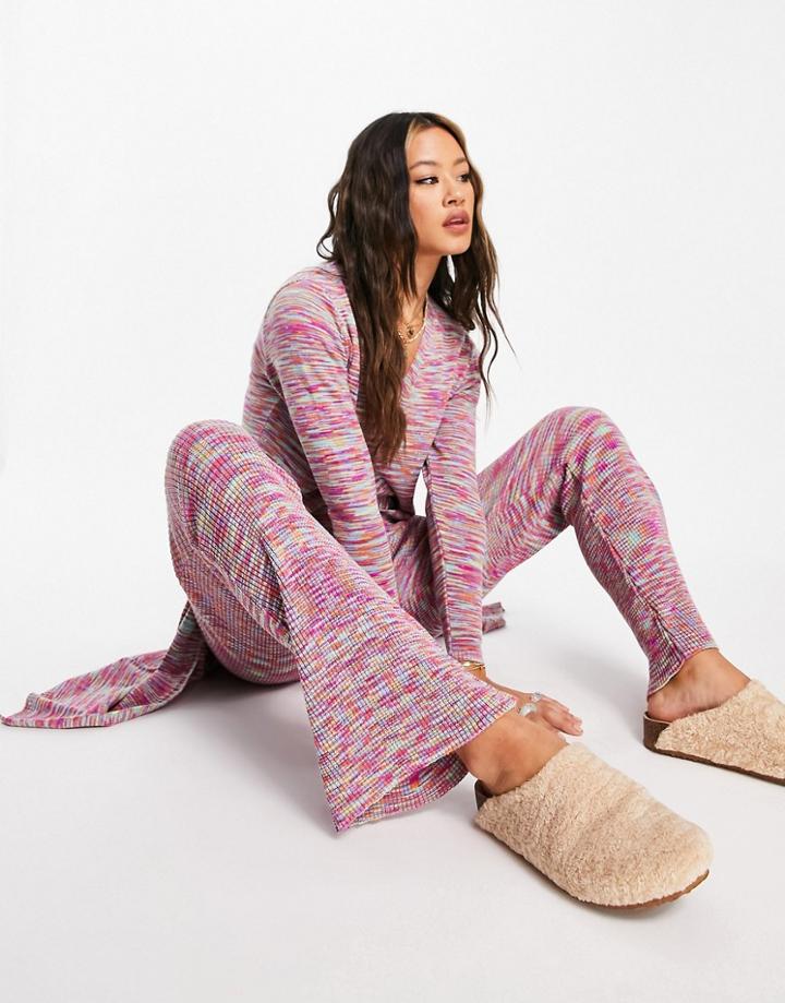 Asos Design Knitted Flare Pants In Space Dye - Part Of A Set-multi