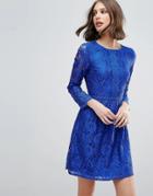 Uttam Boutique Lace Detail Skater Dress-blue