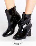 New Look Wide Fit Patent Pu High Ankle Heeled Boot - Black