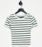 Asos Design Tall Shrunken T-shirt In Mint Stripe-green