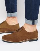Asos Derby Shoes In Tan Suede With Colored Sole - Tan