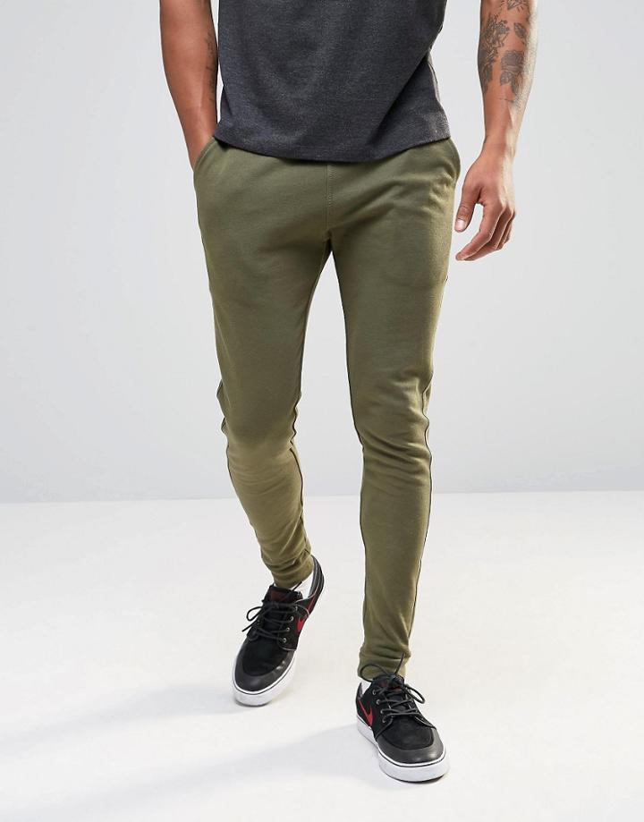 Asos Super Skinny Joggers In Khaki - Burnt Olive