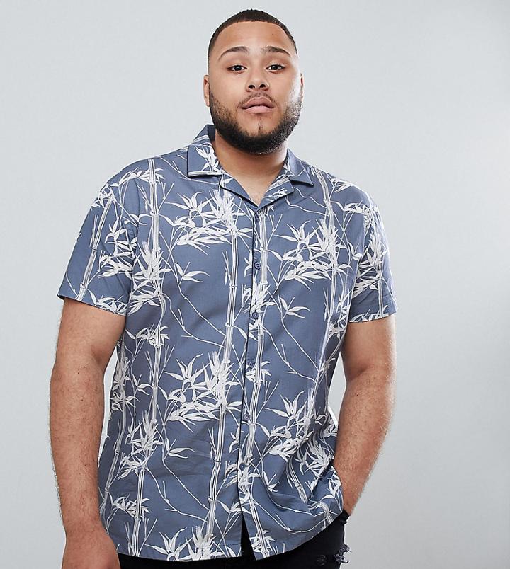 Twisted Tailor Plus Revere Collar Skinny Short Sleeve Shirt With Piping - Blue