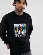 Asos Design Oversized Sweatshirt With United States Print In Black