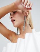 Designb London Silver Crystal Cascade Statement Earrings - Gold