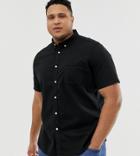 Asos Design Plus Stretch Slim Denim Shirt In Black