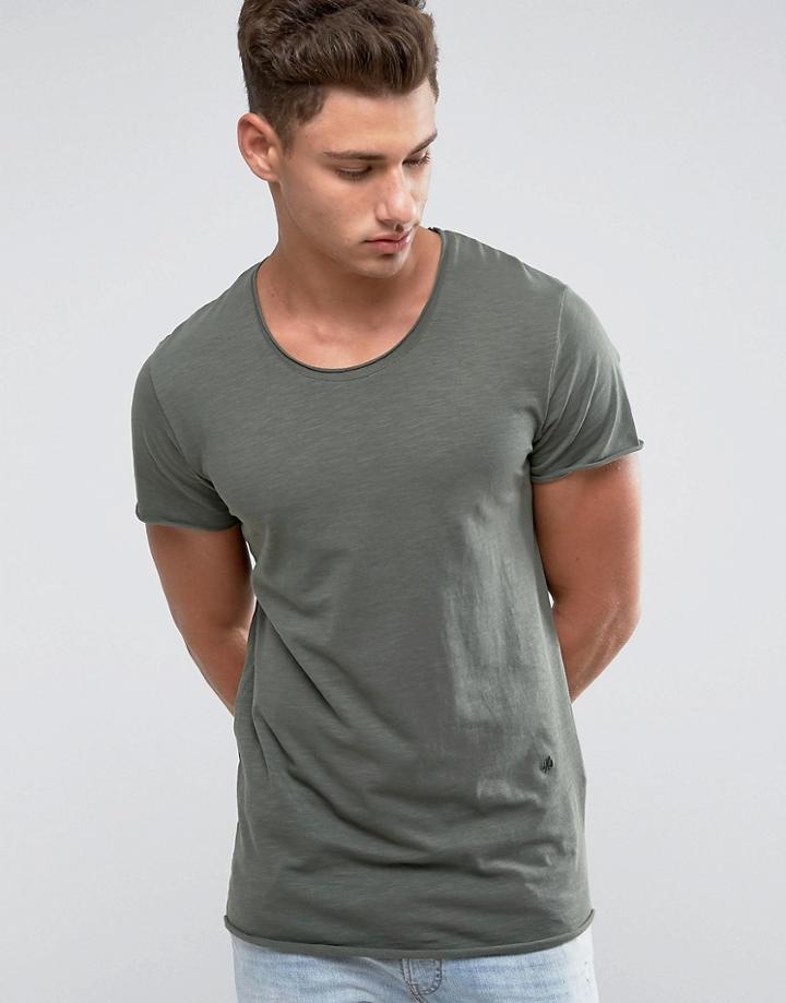 Jack & Jones Originals Longline T-shirt With Curved Hem - Green