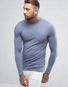 Asos Extreme Muscle Fit Long Sleeve T-shirt In Blue - Blue