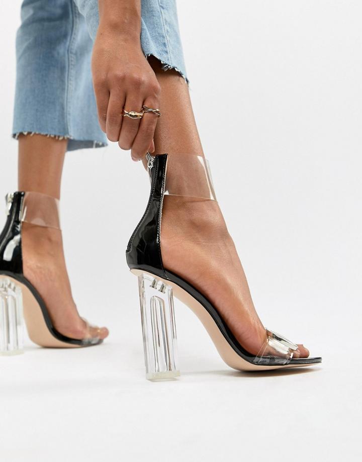 Public Desire Mega Clear Detail Heeled Sandals - Black